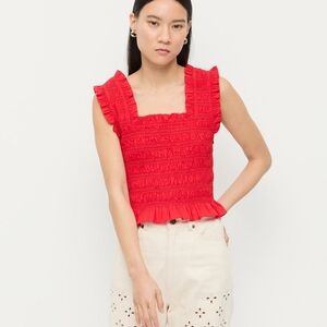 Elegant Red Ruffled Crop Top
